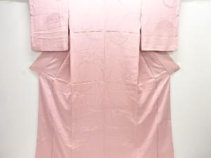 雪芝模様織り出し一つ紋色無地着物